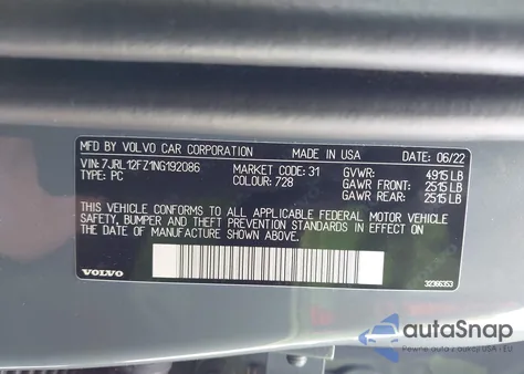 2022 Volvo S60 B5 Inscription/B5 Momentum from USA, damaged, VIN 7JRL12FZ1NG192086